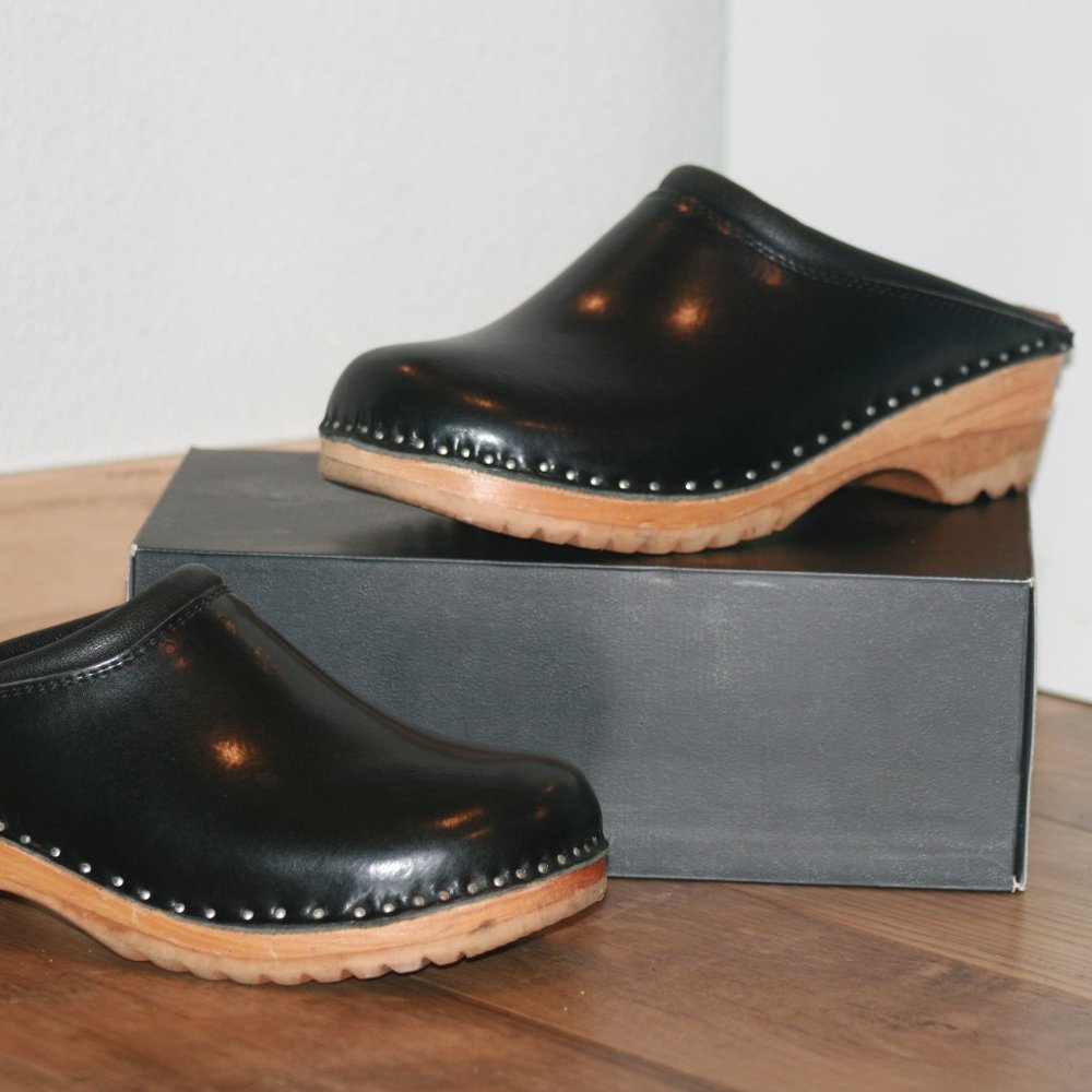Vintage Black Swedish Clogs